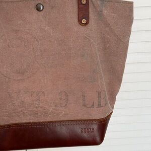 Handmade Canvas and Real Leather tote bag